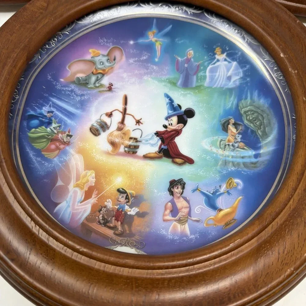 Bradford Collection Plates Disney Magical Moments Lot Of 3 Wood Frames & Papers